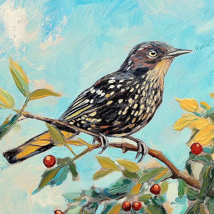 A painting of a starling