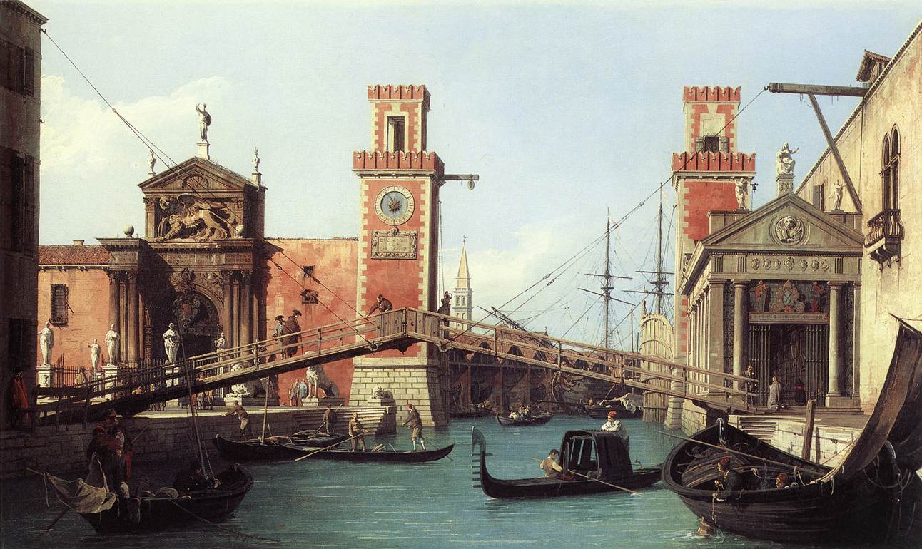 A painting of the canal in front of the Venetian arsenal