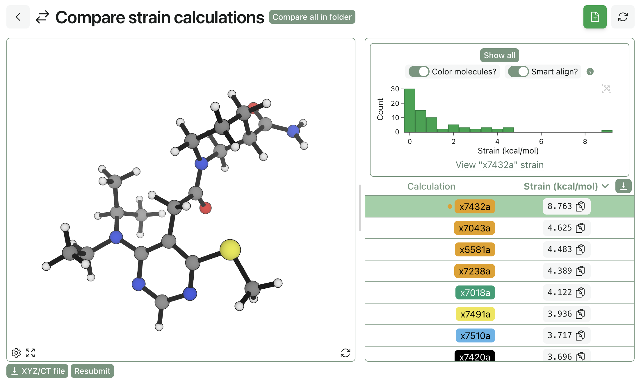 The strain for crystal poses.