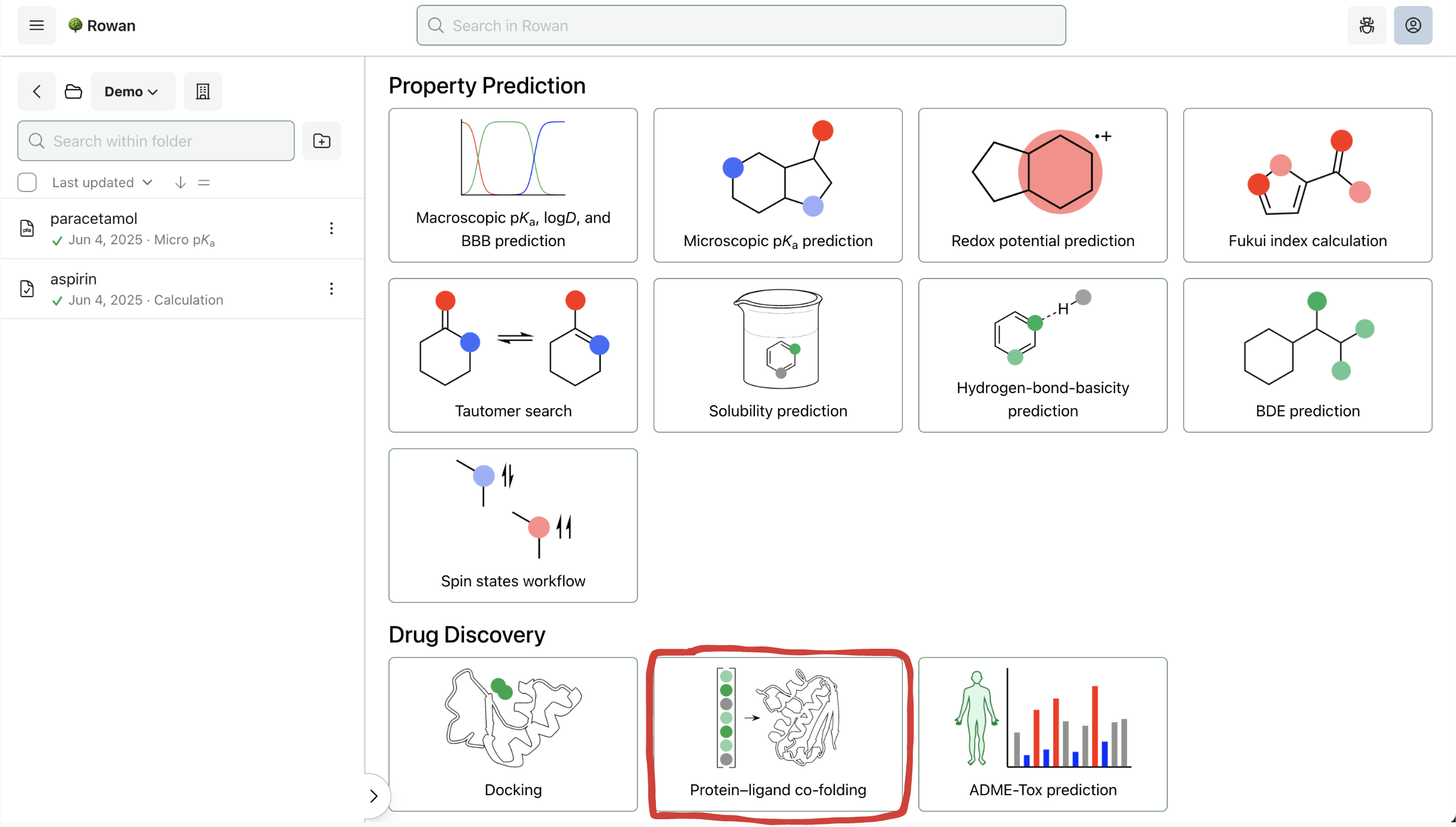 Selecting the protein-ligand co-Folding workflow.