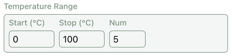 Temperature selection component in Rowan's solubility workflow