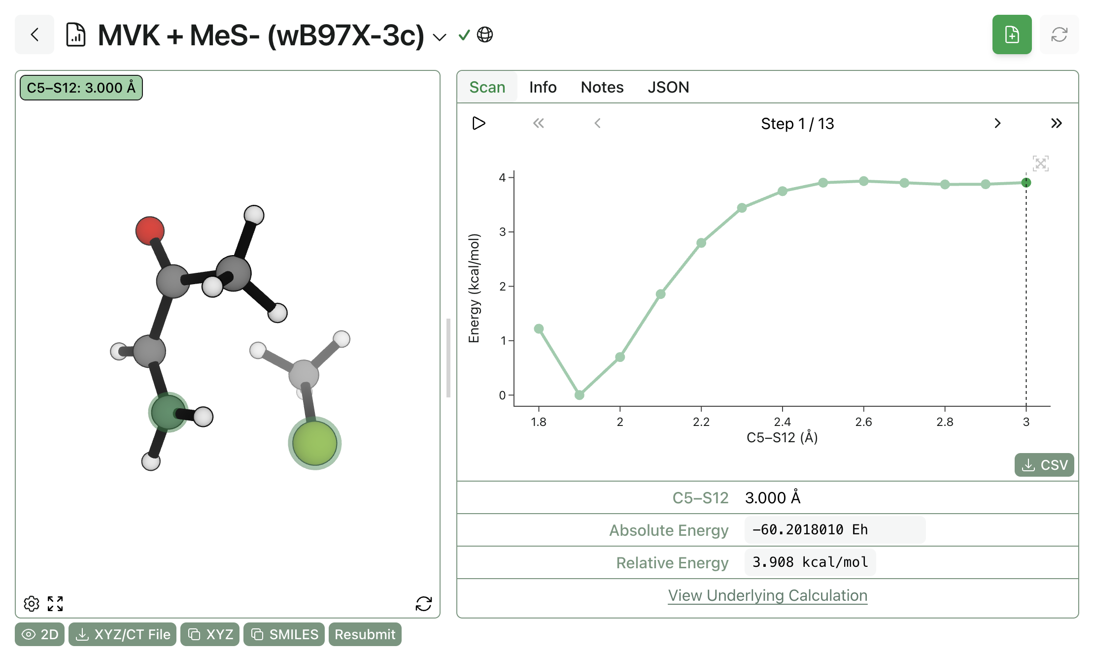 A thia-Michael reaction run with DFT.