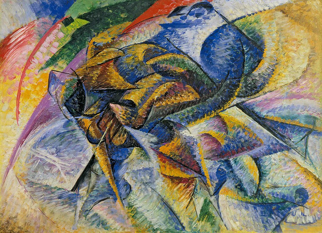 Futurist painting of a cyclist