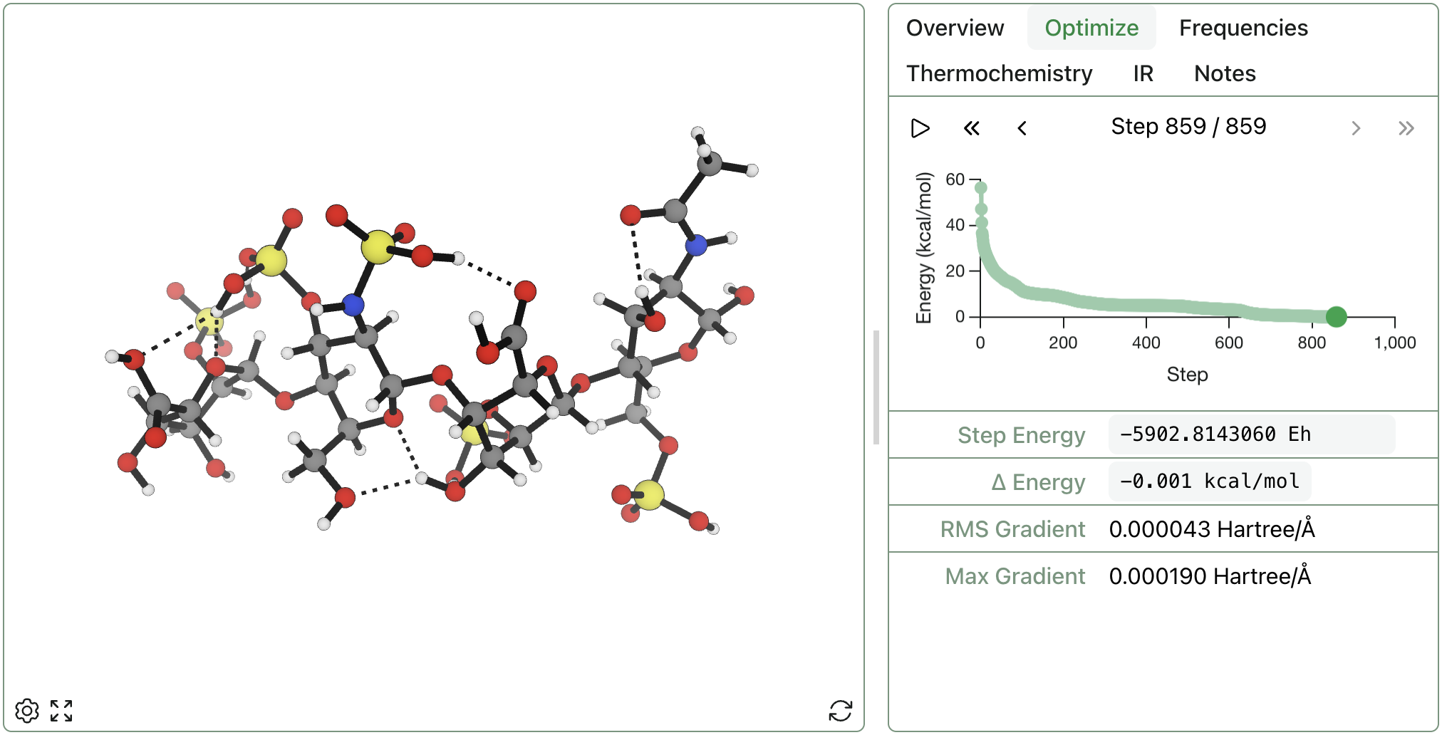 The structure of lovenox, an anticoagulant medication, optimized with the Egret-1 neural network potential